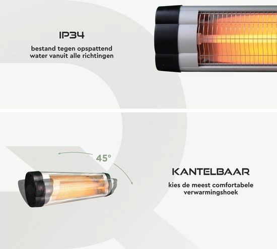 Een Terrasverwarmer BRASQ PHW200 hangend elektrisch met afstandbediening koop je bij EconOffice